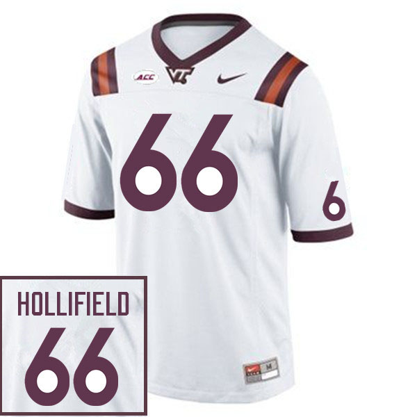 Men #66 Jack Hollifield Virginia Tech Hokies College Football Jerseys Sale-White